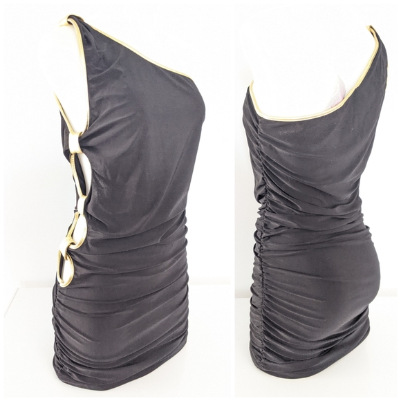 Dresses & Skirts - 🆕 Black And Gold Mini Night Out Sexy Dress Sz L